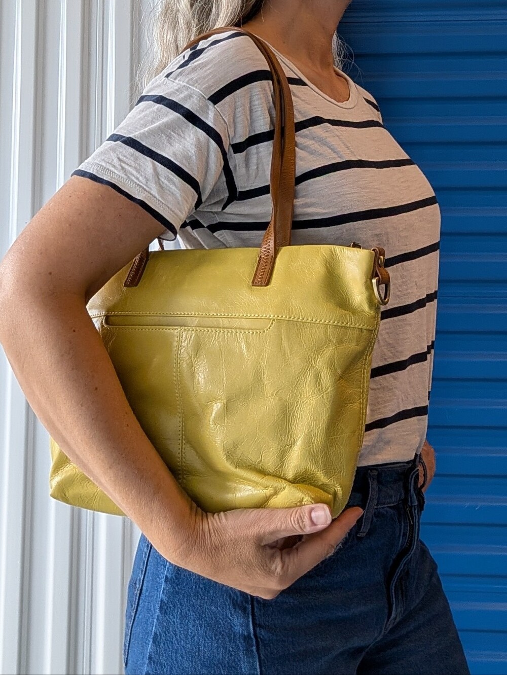 chartreuse leather HOBO cecily tote purse